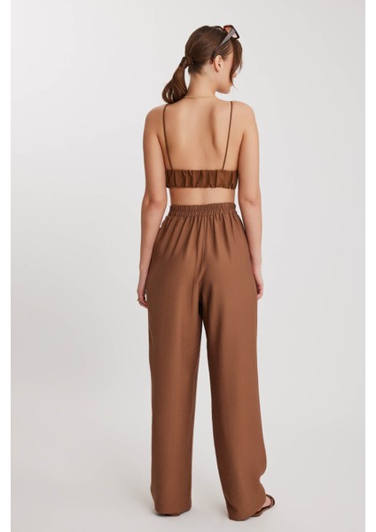 Beli Etnik Desenli Pileli Pantolon