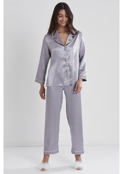 1200 Kadın Saten Pijama Takımı-Royal
