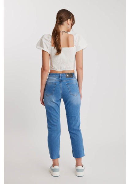 Slim Fit Crop Mom Jean indirimleri