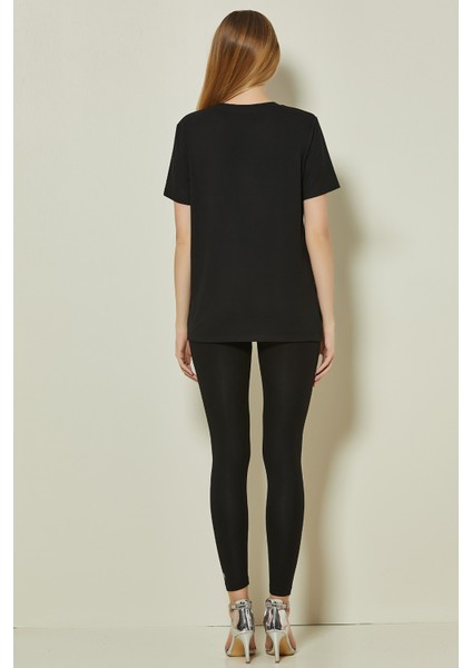 Baskılı Siyah Modal Tayt fiyatları