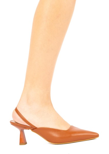 Porter Kadın Stiletto Arkası Açık Taba Topuklu Ayakkabı