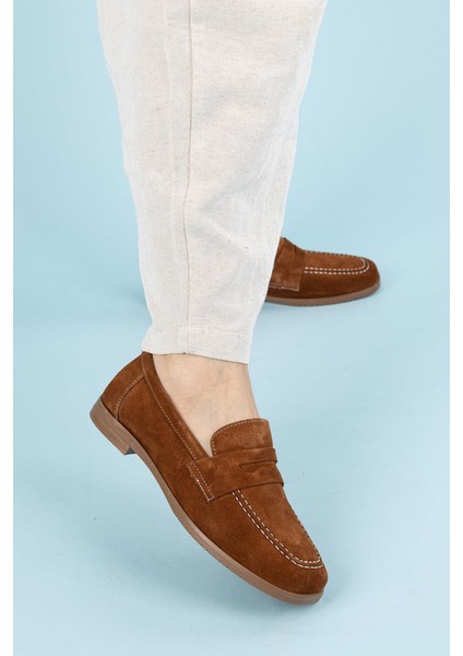 Monk Kadın Süet Taba Loafer Ayakkabı