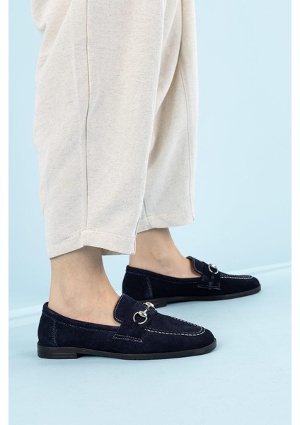 Malik Kadın Tokalı Süet Lacivert Loafer Ayakkabı fiyatları
