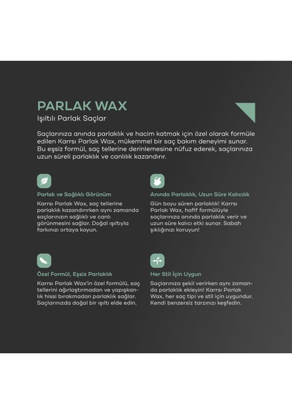 Karrsı Saç Şekillendirici Parlak Wax 100 ml x 2 Adet