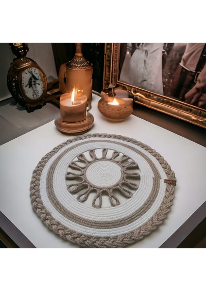 Dekoratif Hasır Örtü Dekorasyon Düzenleyici Organizer Runner Banyo Salon Mutfak MODA-50X50CM