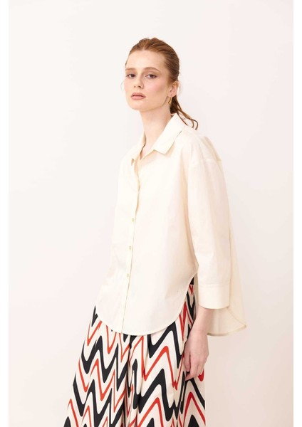 Truvakar Kollu Poplin Gömlek Bej Y2413547_024 modelleri