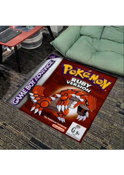 Yıkanabilir Kaymaz Taban Nostaljik Pokemon Desenli Çocuk Genç Odası Oyuncu Halısı