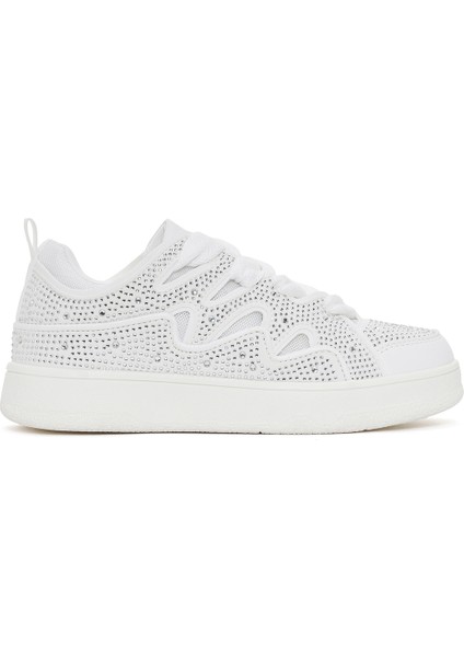 Kadın Beyaz Taşlı Sneaker