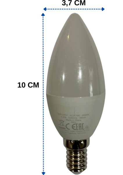 4,9W (40W) 6400K (Beyaz Işık) E14 Duylu LED Ampul