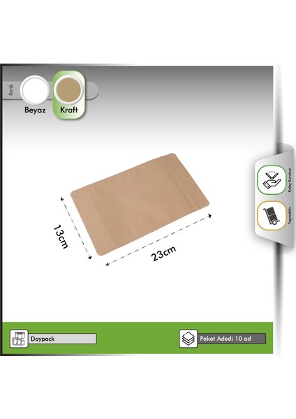 Doypack Alüminyum Kraft 13X23 cm - 10 Adet modelleri