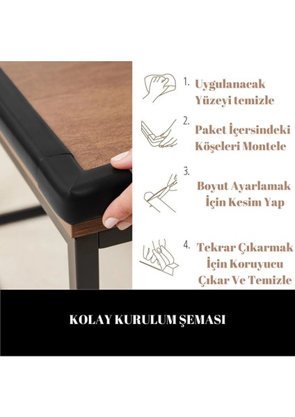 a 4.6 Metre 4 Adet Köşe Koruyucu Köşe Ve Kenar Koruma 3m Bant Esnek Yumuşak Darbe Engelleyici Siyah