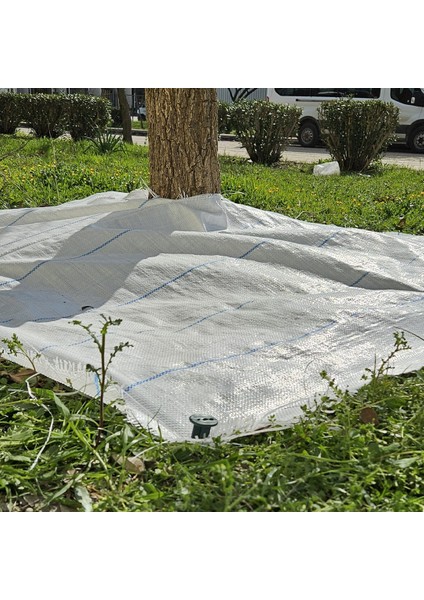 1x1 Metre Ağaç Koruma Örtüsü ve Sabitleme Çivisi Beyaz Yer Örtüsü Yabani Ot Engelleme Paspası Ağaç Dibi Bezi Sulzer Kumaş