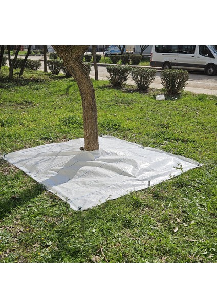 1x1 Metre Ağaç Koruma Örtüsü ve Sabitleme Çivisi Beyaz Yer Örtüsü Yabani Ot Engelleme Paspası Ağaç Dibi Bezi Sulzer Kumaş