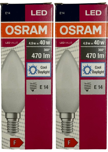 4,9W (40W) 6400K (Beyaz Işık) E14 Duylu LED Ampul (2 Adet)