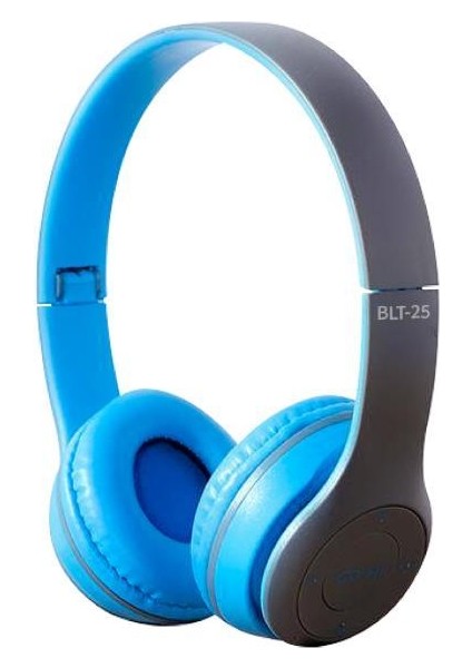 Wireless 5.0 Stereo Kulak Üstü Bluetooth Kulaklık Mavi Blt-25