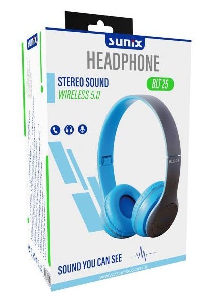 Wireless 5.0 Stereo Kulak Üstü Bluetooth Kulaklık Mavi Blt-25 fiyatları