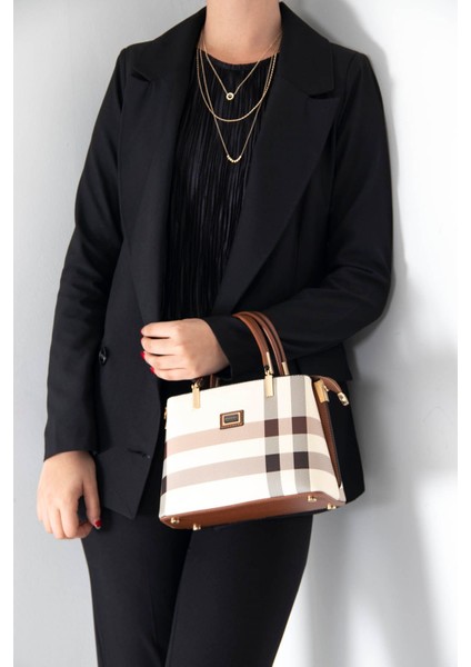 Kadın El Çantası Krem - Taba NV987