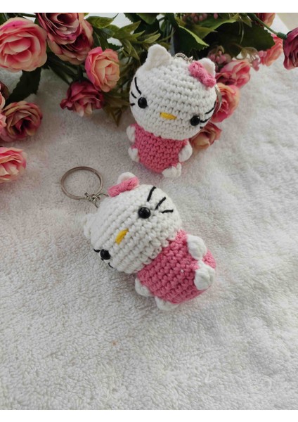 Trendo Gurumi Amigurumi Oyuncak Anahtarlık Hediyelik (Hello Pembe -6 Cm)