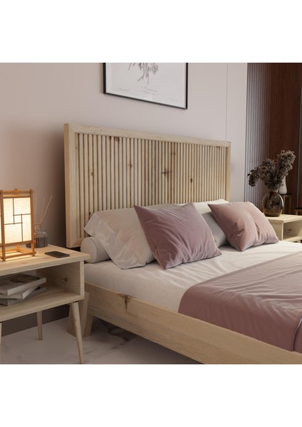 Alaz Model Doğal Çam Ahşap Karyola ( Dikey )