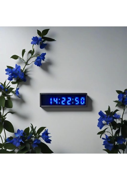 Sanec Saniyeli Dijital LED Duvar ve Masa Saat ve Derece - Mavi (Kasa Ölçüsü: 7X26 Cm)