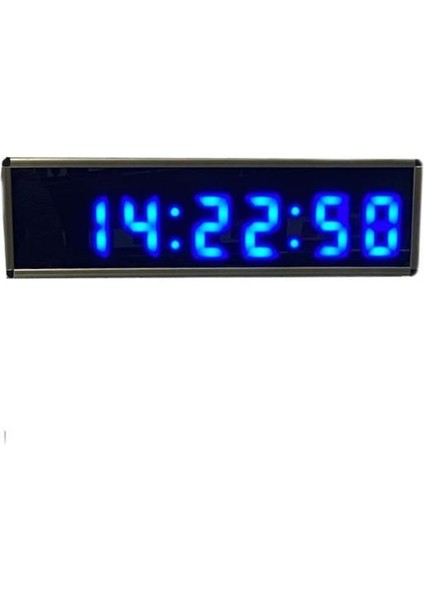 Sanec Saniyeli Dijital LED Duvar ve Masa Saat ve Derece - Mavi (Kasa Ölçüsü: 7X26 Cm)