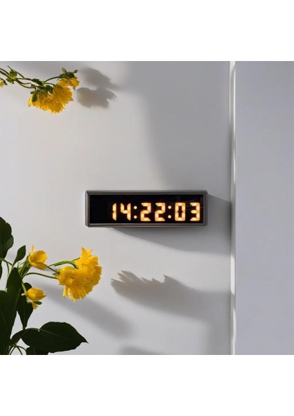Sanec Saniyeli Dijital LED Duvar ve Masa Saat Derece ve Nem - Sarı (Kasa Ölçüsü: 7X26 Cm)