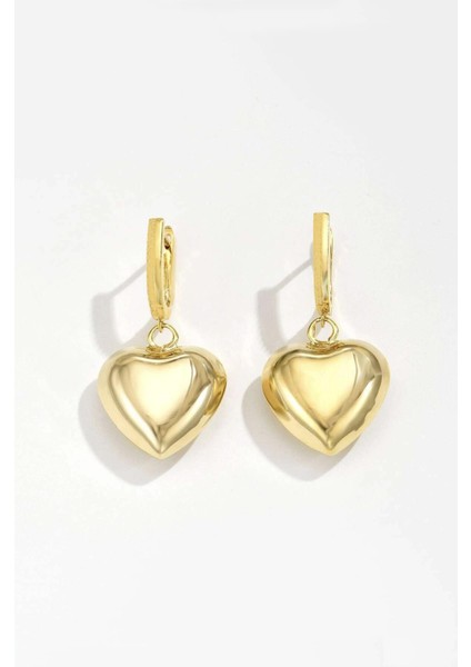 Altın Kaplama Puffy Kalp Küpe