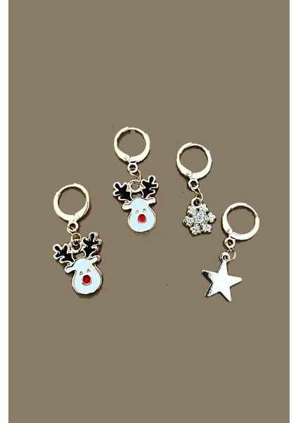 Yılbaşı Figürlü Lapland Küpe Seti 4'lü Paket