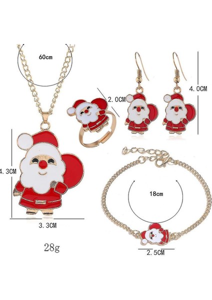 Yılbaşı Noel Baba Figürlü Takı Seti 4'lü Paket modelleri