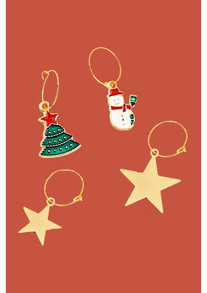 Yılbaşı Yıldızı Halka Küpe 4'lü Paket fiyatları