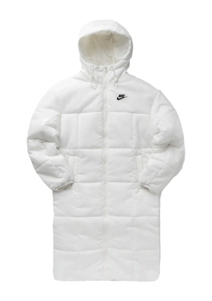 Sportswear Classic Puffer Therma-Fıt Kapüşonlu Beyaz Kadın Mont Geniş Kalıp FB7675133 modelleri