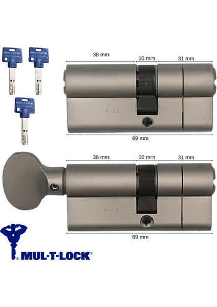 Mul-T-Lock Bilyalı İkiz Tuzaklı Barel Seti 69 mm 7x7 - 92100860