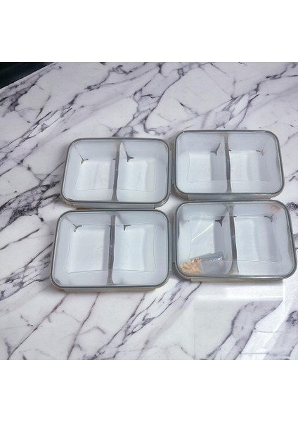4 Adet 2 Bölmeli Erzak Kabı Saklama Kabı 1+1 Toplam 2 Litre Hacimli Yerli Üretim fırsatları