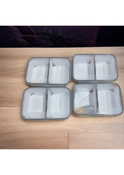 4 Adet 2 Bölmeli Erzak Kabı Saklama Kabı 1+1 Toplam 2 Litre Hacimli Yerli Üretim indirimleri