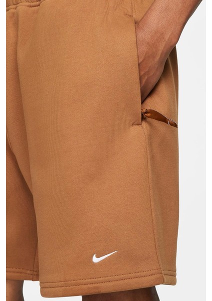 Solo Swoosh Oversize Fit Unisex Shorts Bol Kesim Şardonlu Kalın Şort Kahverengi