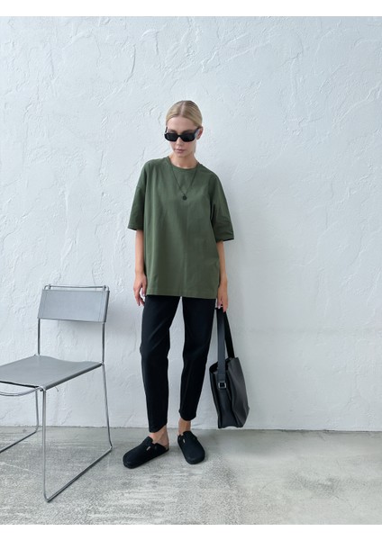 Kadın Haki Oversize T-Shirt modelleri
