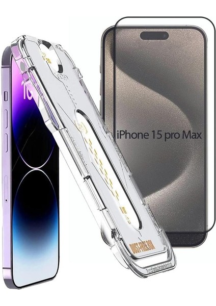 Iphone 15 Pro Max Magıc Otomatik Kolay Hizalama Aparatlı Cam Ekran Koruyucu Poınt Magic