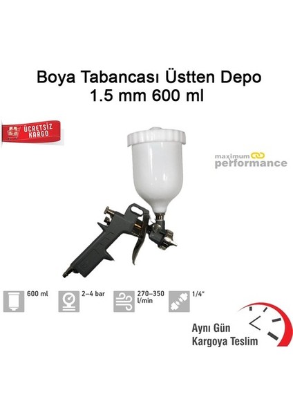 Master Boya Tabancası E70 Üstten Depolu 1.5 mm 600 ml