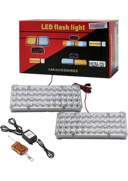 Çakar Lamba 96 LED Kırmızı-Mavi Kumandalı 11 Mod