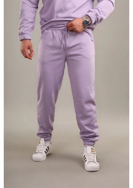 Unısex 3 Iplik Şardonlu Lila Jogger Eşofman