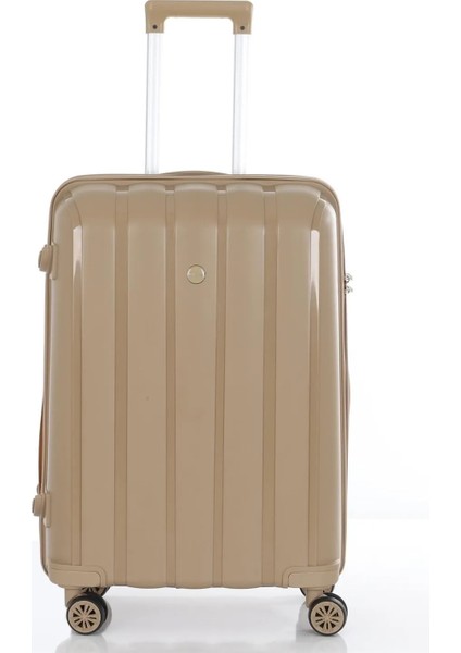 Kırılmaz Polipropilen 3'lü Valiz Seti Büyük & Orta & Makyaj Şampanya V305 fiyatları