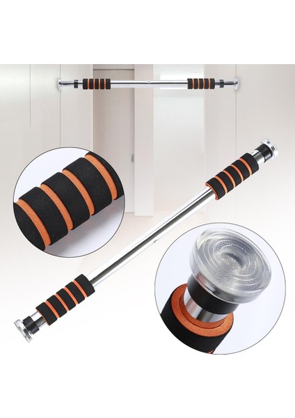 Tekno Trust 100 Barfiks Çubuğu 60-100 cm Çift Süngerli Ayarlanabilir Barfiks Çekme Demiri Barfiks Aleti Bej 80