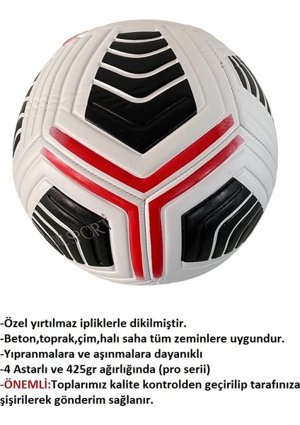 Maç Topu Ultra Dayanıklı Profesyonel Futbol Topu Hali Saha Sert Zemin Futbol Topu