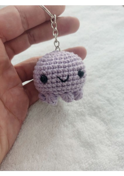 Amigurumi Oyuncak Anahtarlık Hediyelik Lila Ahtapot (5 cm )