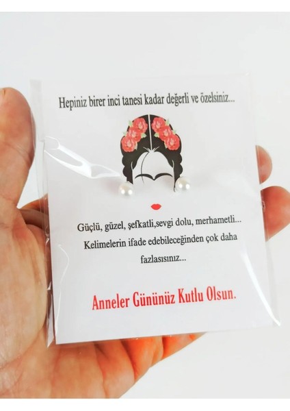 40 Adet Kişiye Özel Kartlı Inci Küpe - Kahlo Konsept - Anneler Günü Hediyesi - Jelatinli