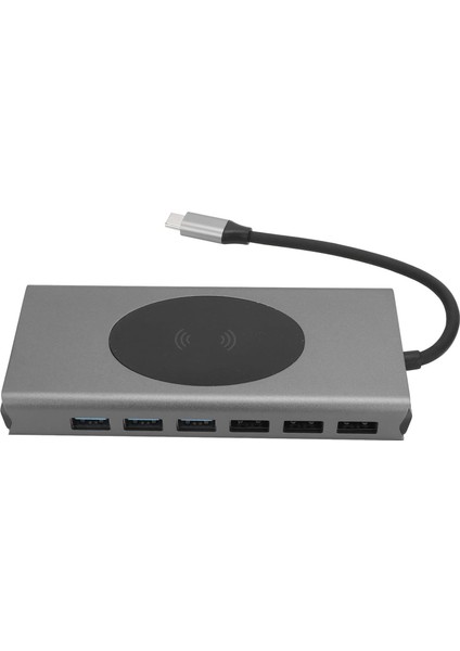 15IN1 Hub Kablosuz Şarj/type-C To 4K Hdmı/usba 3.0/tf SD/VGA/3.5MM/AUX/PD/RJ45 Gigabit Ethernet Dönüştürücü Adaptör