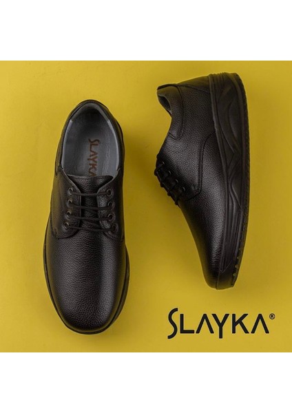 Siyah Hanni Erkek Dolgu Topuk Bağcıklı Comfort Ayakkabı