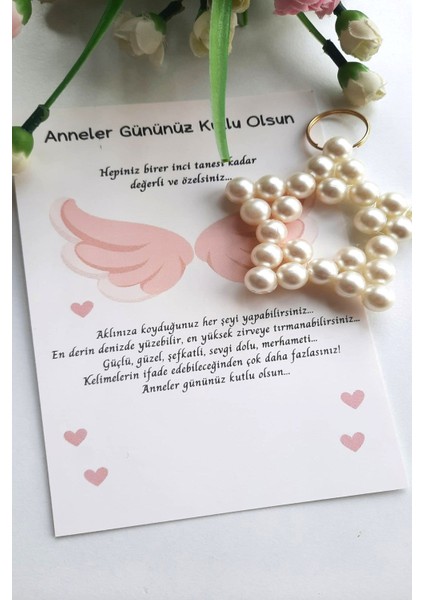 15 Adet Inci Anahtarlık - Melek Kanadı Kuşe Kartlı Anneler Günü Hediyesi - Jelatinli fiyatları