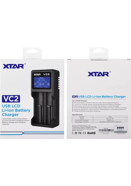 Xtar Vc2 LCD Ekranlı Li-Ion Pil Şarj Cihazı 2li