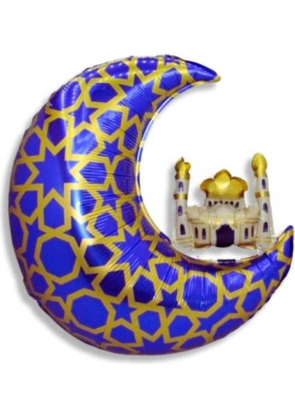 Ramazan Süsleri Ay Kubbe Mavi Folyo Balon | Ramazan Folyo Balon Kubbe Şeklinde Mavi